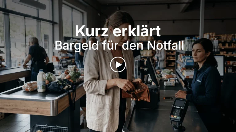 Titelbild zum Kurz-erklärt-Video über Bargeld für den Notfall