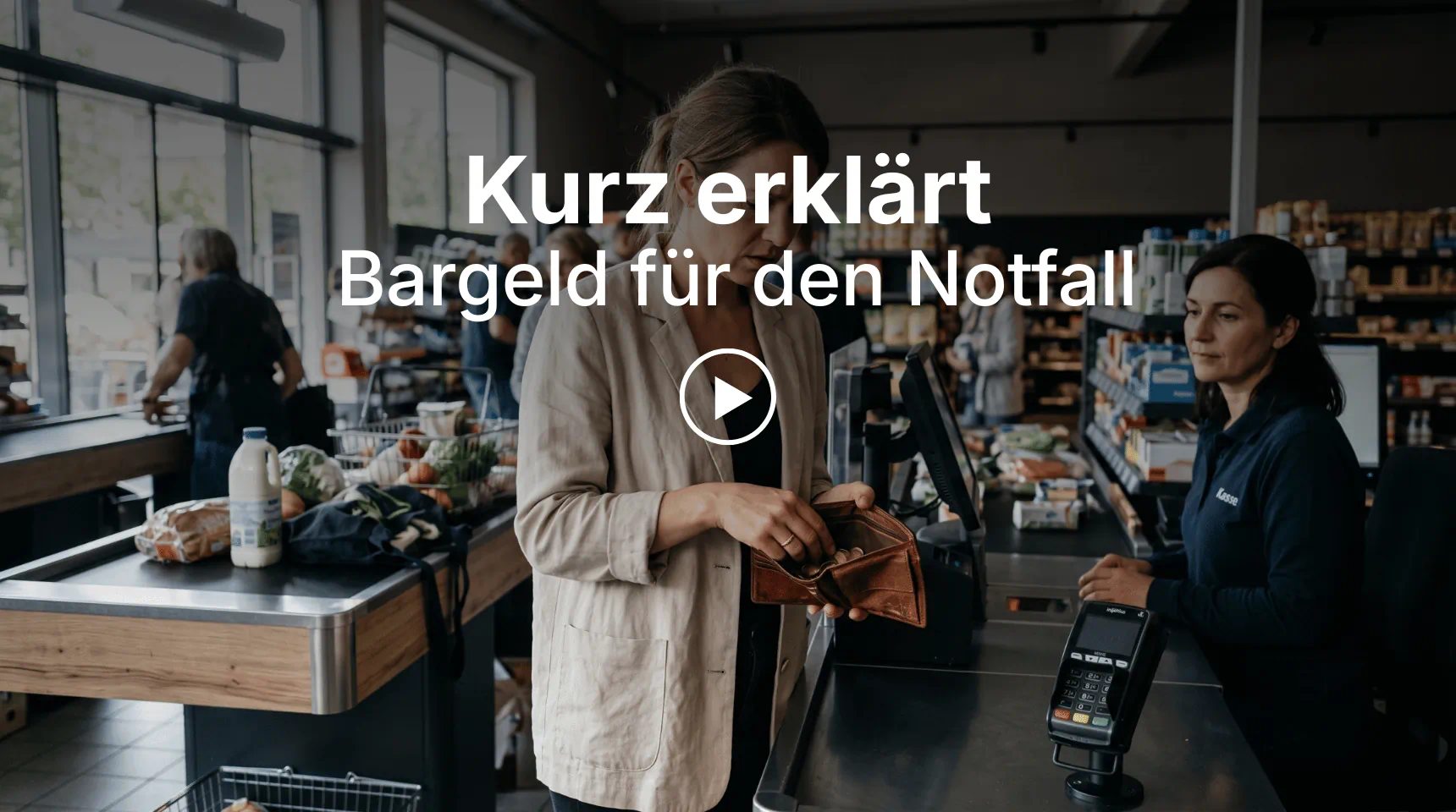 Titelbild zum Kurz-erklärt-Video über Bargeld für den Notfall