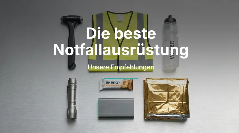 Notfallausrüstung für das Auto mit Warnweste, Notfallhammer, Taschenlampe und Rettungsdecke | Alltagssicherheit