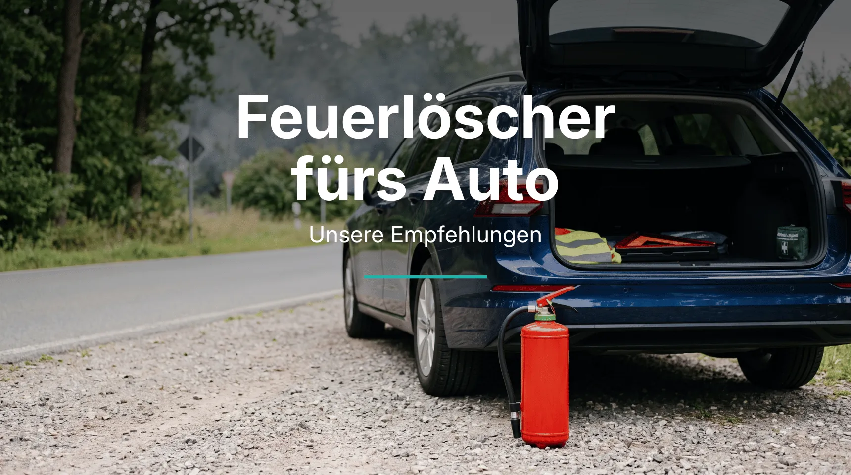 Feuerlöscher fürs Auto neben einem Fahrzeug